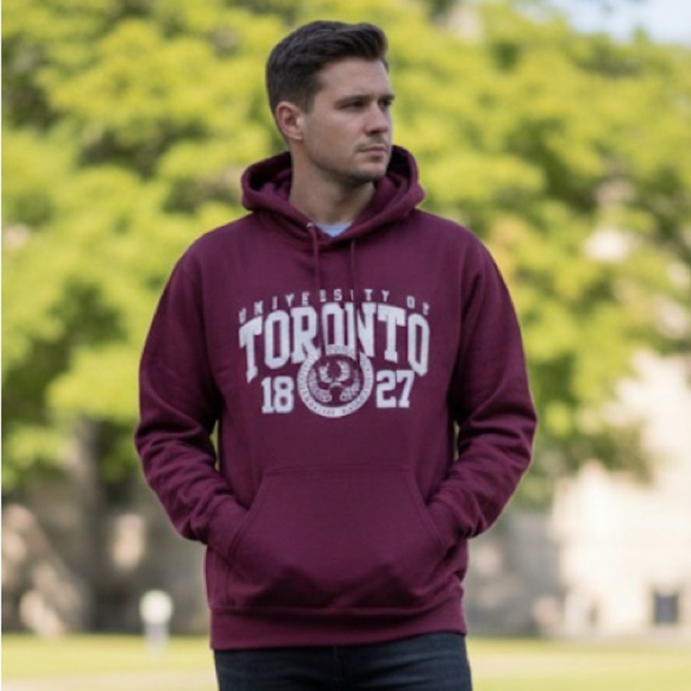 University of Toronto Gildan Maroon Burgundy Varsity Hoodie Unisex Men Small